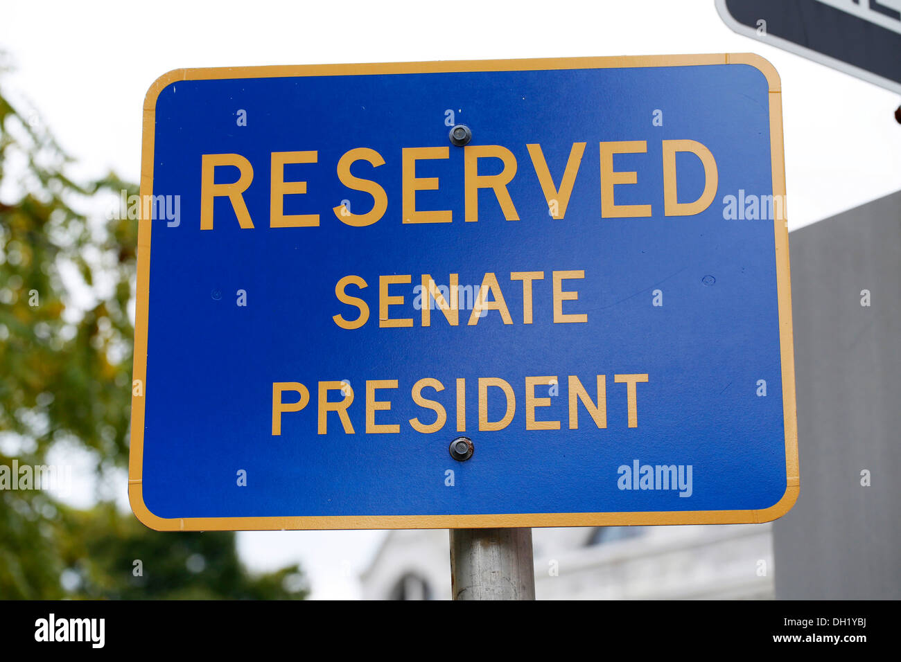Reservierter Parkplatz für den Senatspräsidenten, Concord, New Hampshire, USA Stockfoto