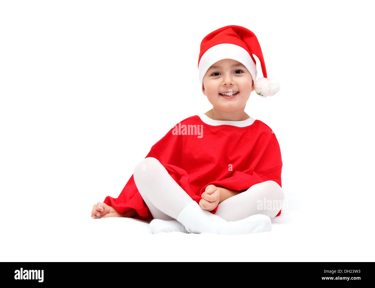 Kind im Weihnachtsmann-Mütze Stockfoto