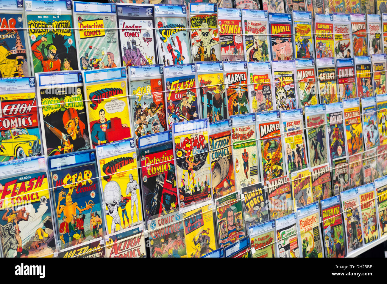Superhelden-Comic-Bücher Stockfoto