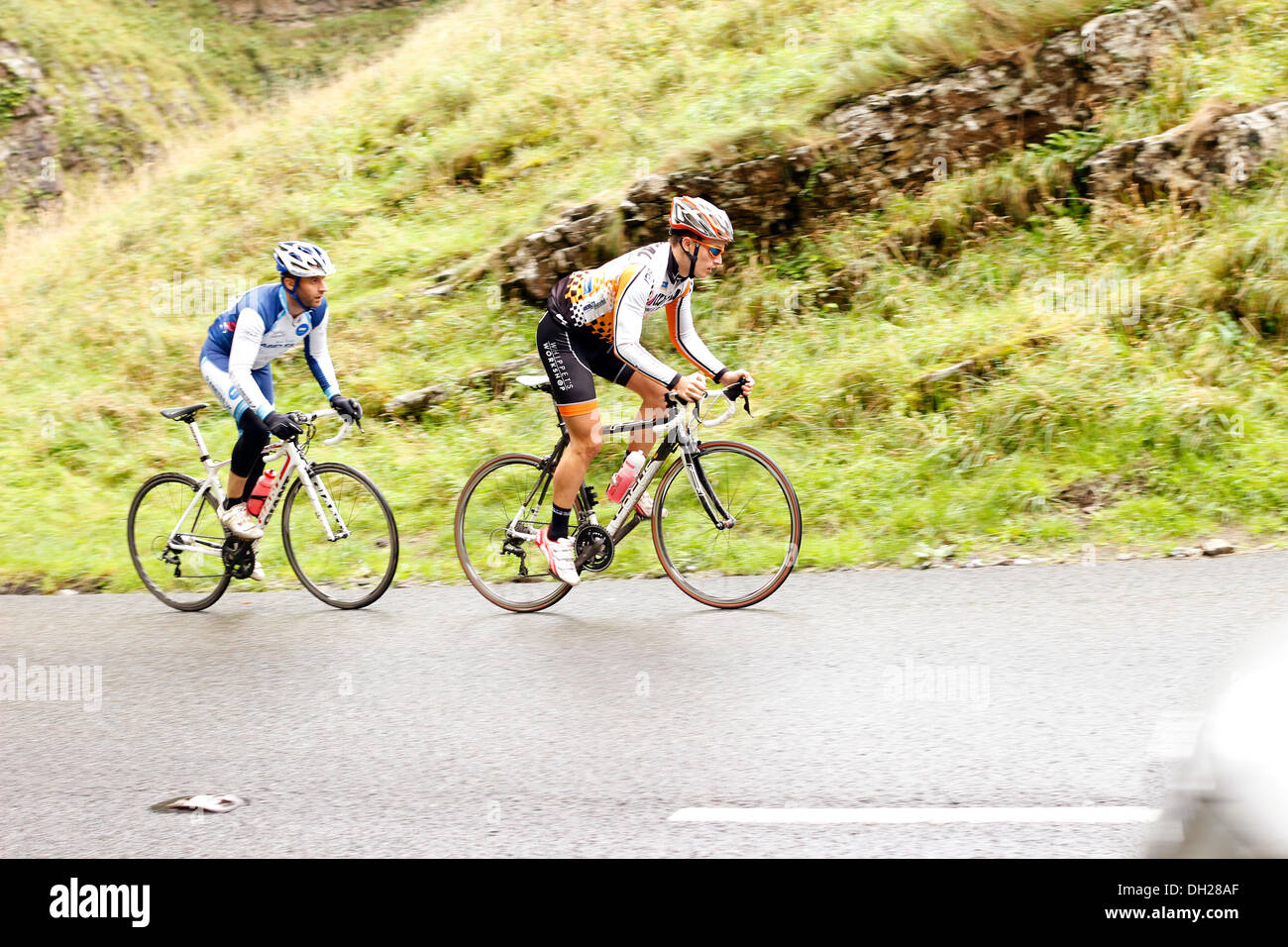 Club-Radtour Klettern Cheddar Gorge, Somerset, Oktober 2013 Stockfoto