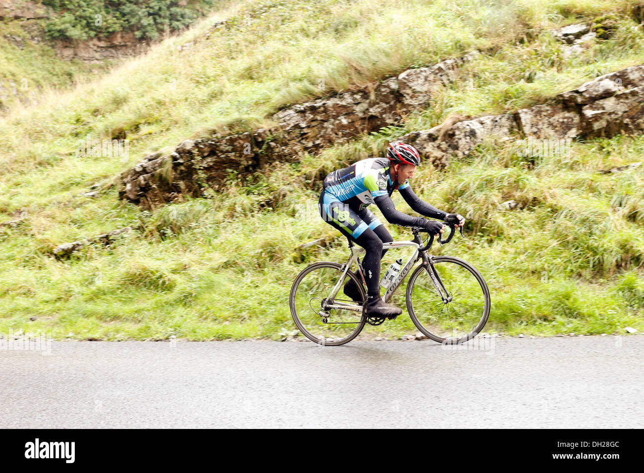 Club-Radtour Klettern Cheddar Gorge, Somerset, Oktober 2013 Stockfoto