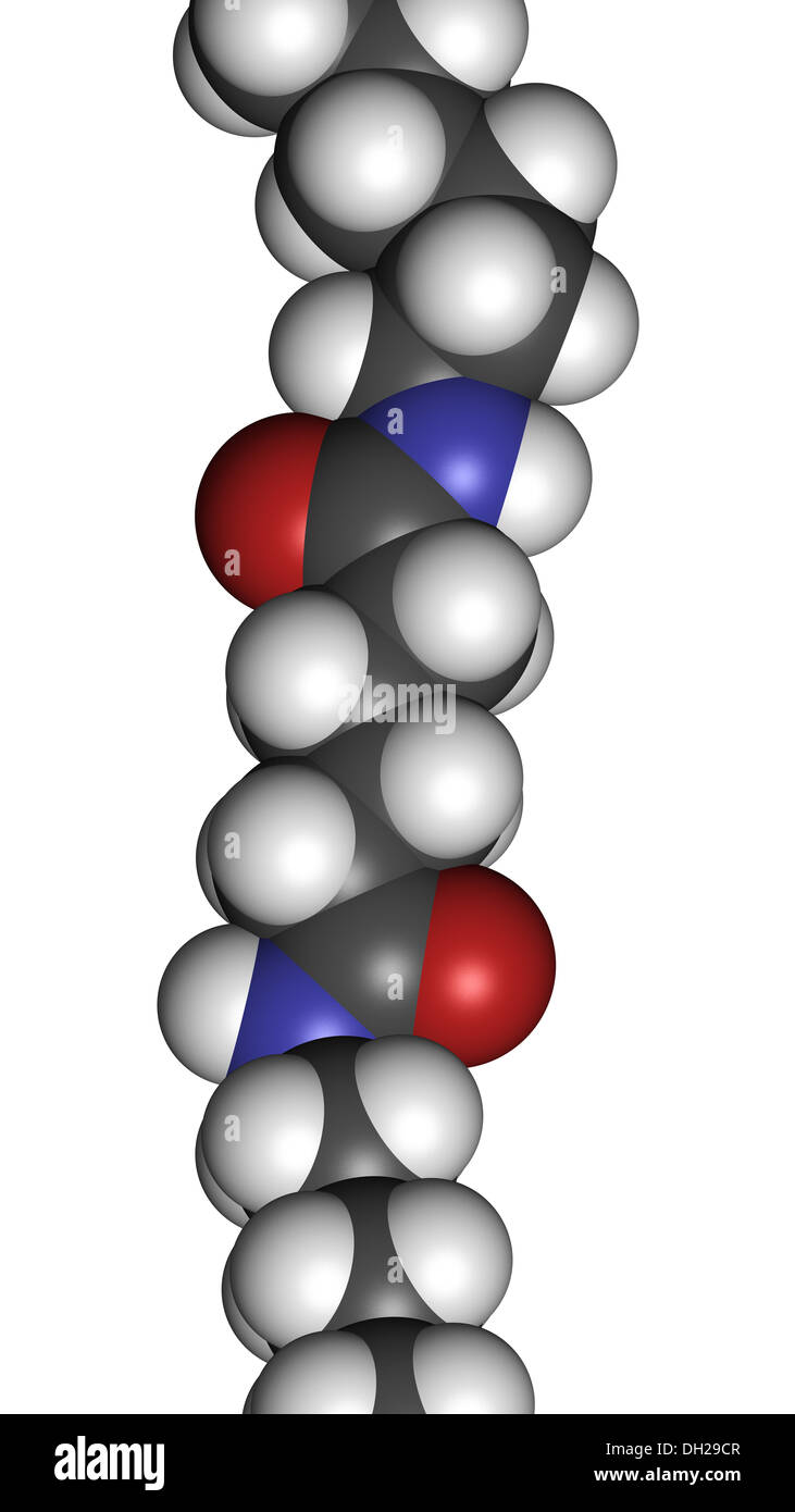 Nylon (Nylon 6,6) Plastikpolymer, chemische Struktur lineare Fragment