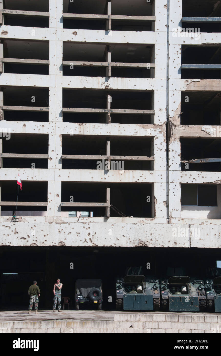 Die zerstörten Gebäude der ehemaligen Holiday Inn Hotel in Beirut, Libanon Stockfoto