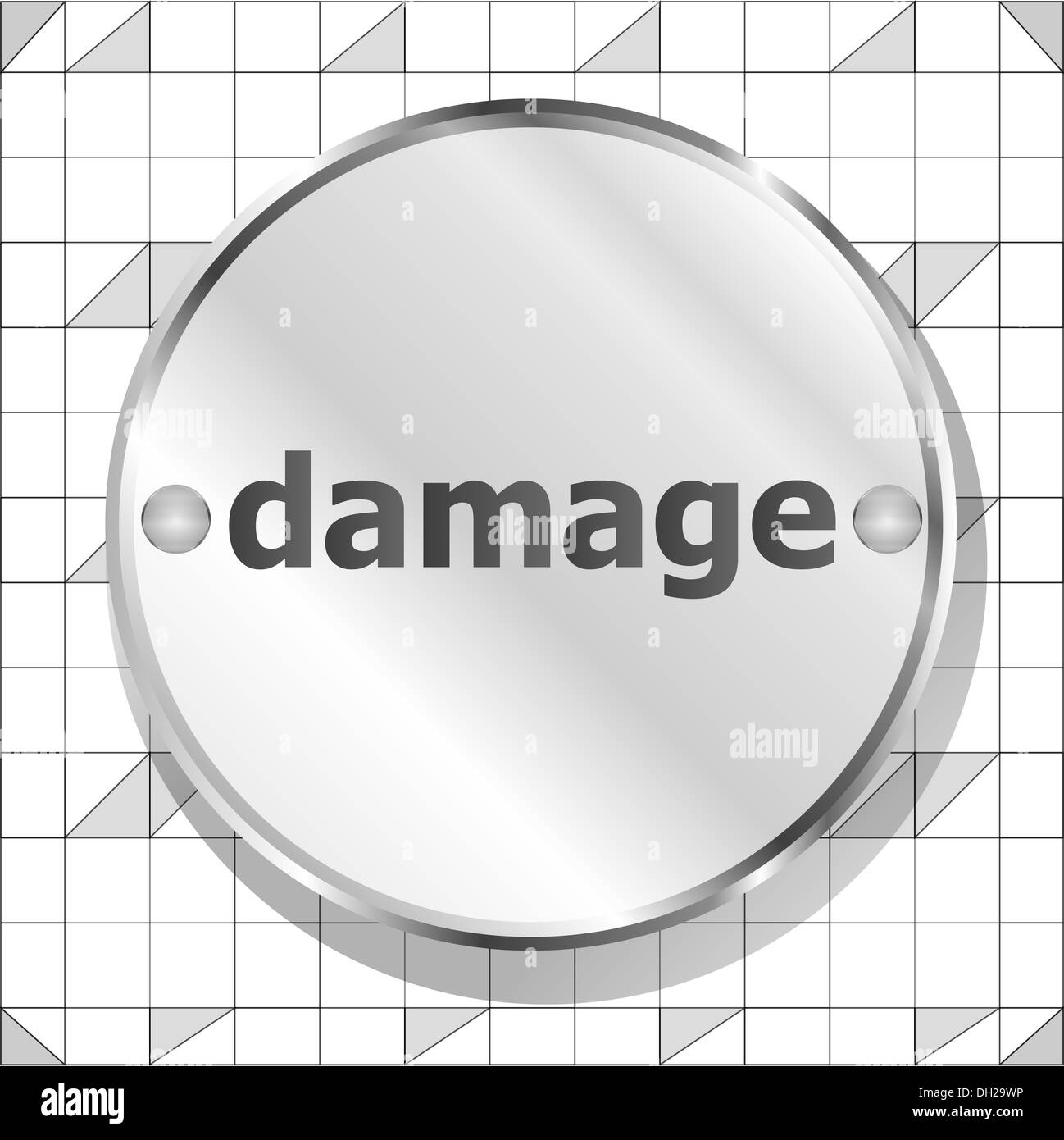 Schaden Wort auf Schaltfläche "metallischen" Stockfoto