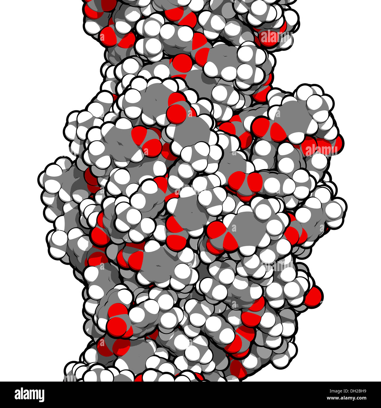 Polycarbonat (PC) aus Kunststoff, chemische Struktur. Hergestellt aus Phosgen und Bisphenol A. Stockfoto