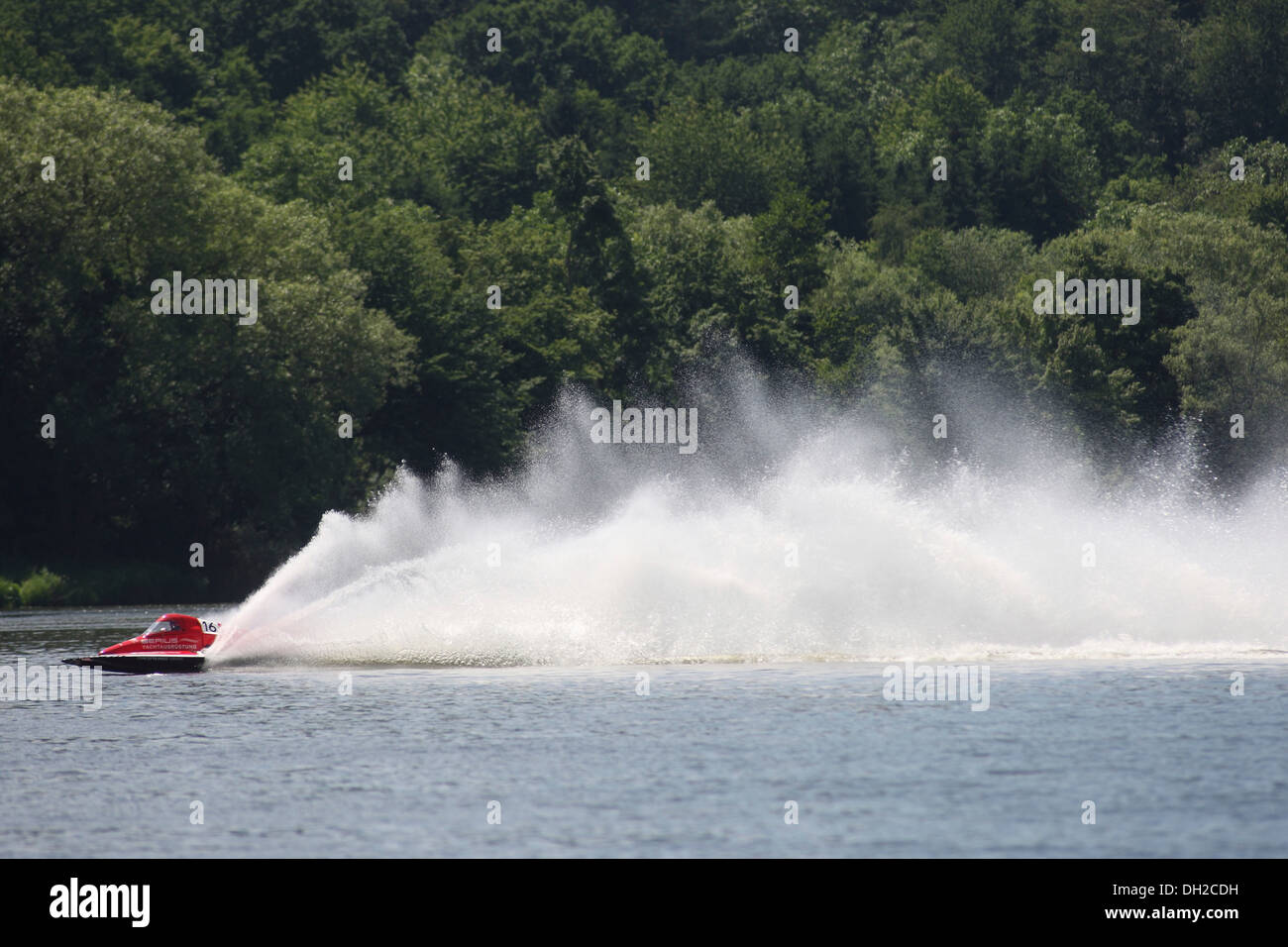 Motorboot, internationale Autorennen Boot an der Mosel bei Brodenbach, Rheinland-Pfalz Stockfoto
