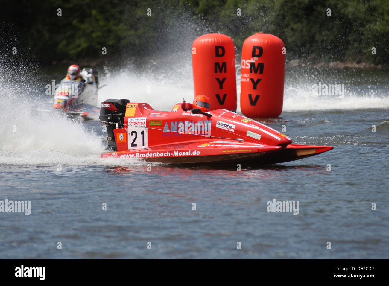 Motorboot, internationale Autorennen Boot an der Mosel bei Brodenbach, Rheinland-Pfalz Stockfoto