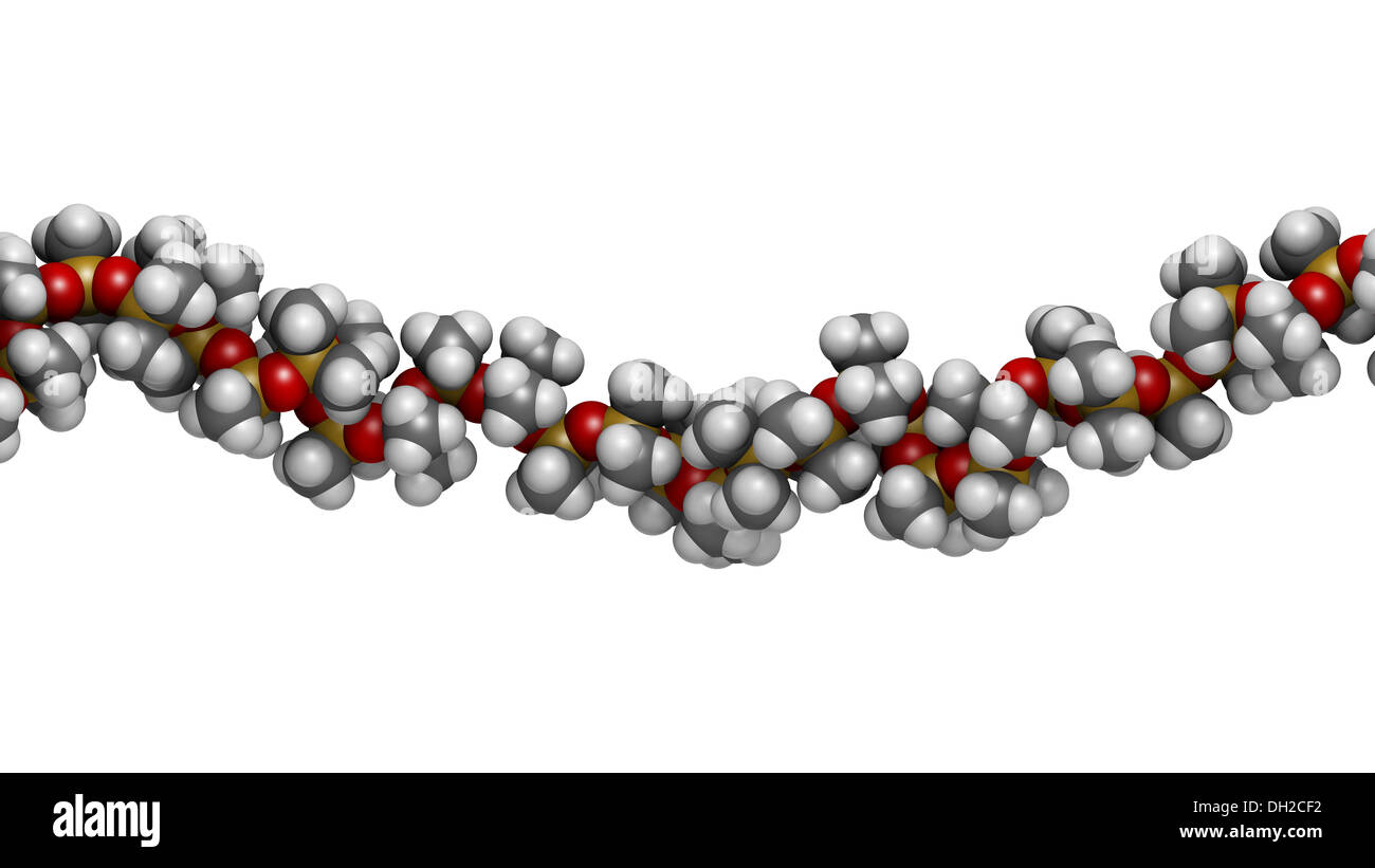 Silikon Öl (Polydimethylsiloxan, PDMS) Silikon Polymer, chemische Struktur - lineare Fragment (Detail). Stockfoto