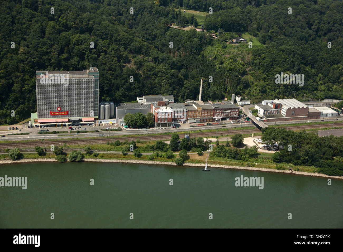 Antenne zu sehen, Brauerei Koblenz, Koblenz, Rheinland-Pfalz Stockfoto