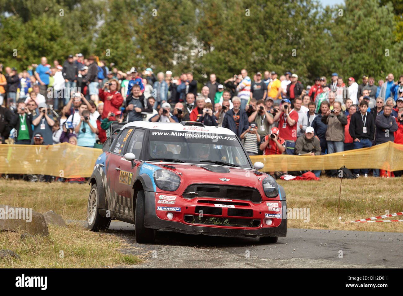 ADAC Rallye Deutschland, Wertungsprüfung Baumholder Truppenübungsplatz, Daniel Sordo, ESP und Co-Pilot Carlos del Barrio Stockfoto