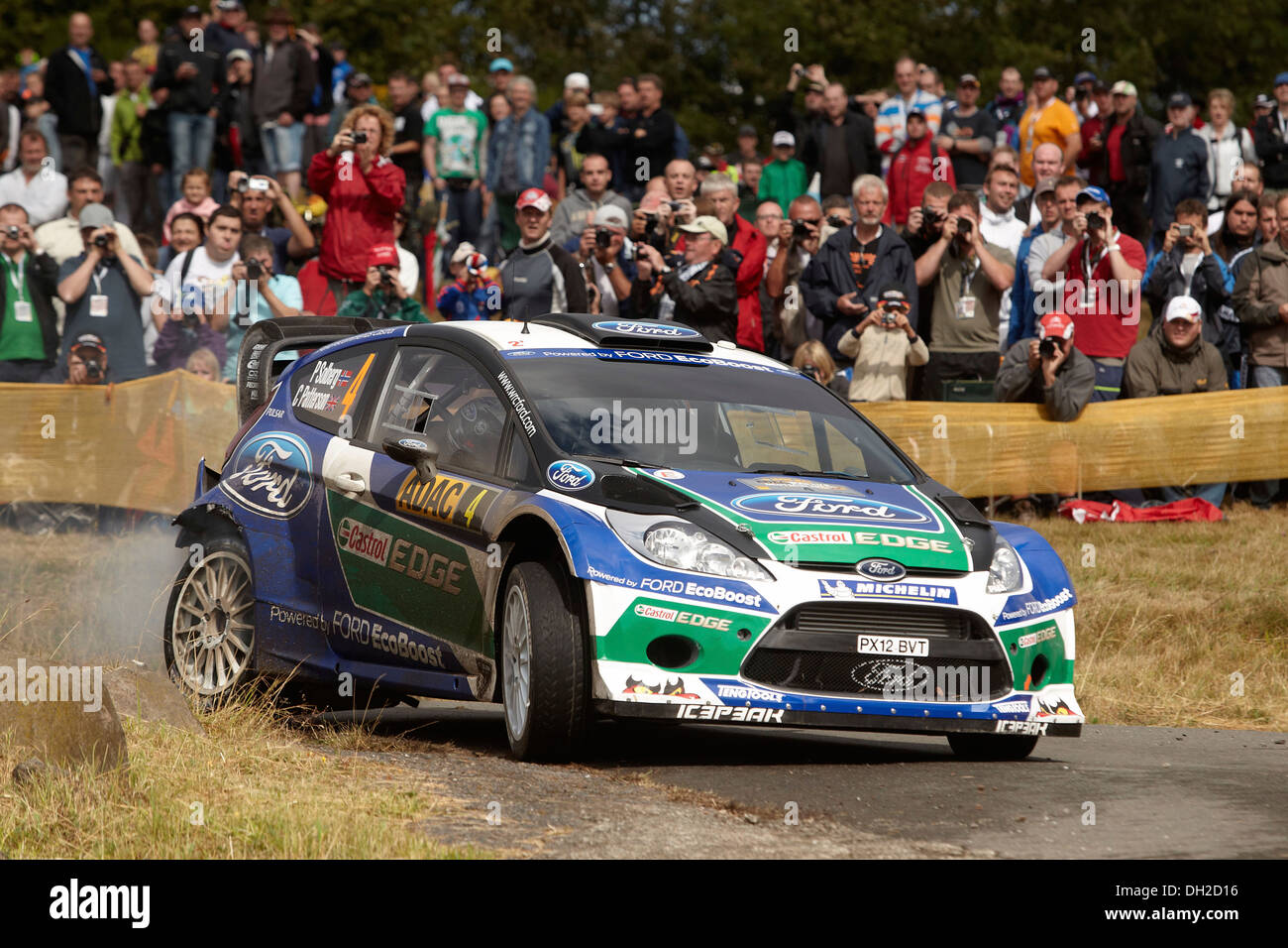 ADAC Rallye Deutschland, Wertungsprüfung, Baumholder Truppenübungsplatz, Petter Solberg, NOR, und Co-Pilot Chris Patterson Stockfoto