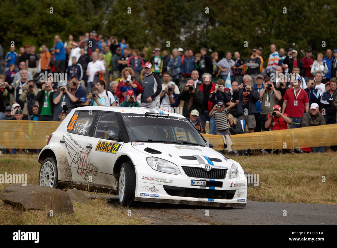 ADAC Rallye Deutschland, Wertungsprüfung, Baumholder Truppenübungsplatz, Vorjahressieger Sebastien Ogier, FRA Stockfoto