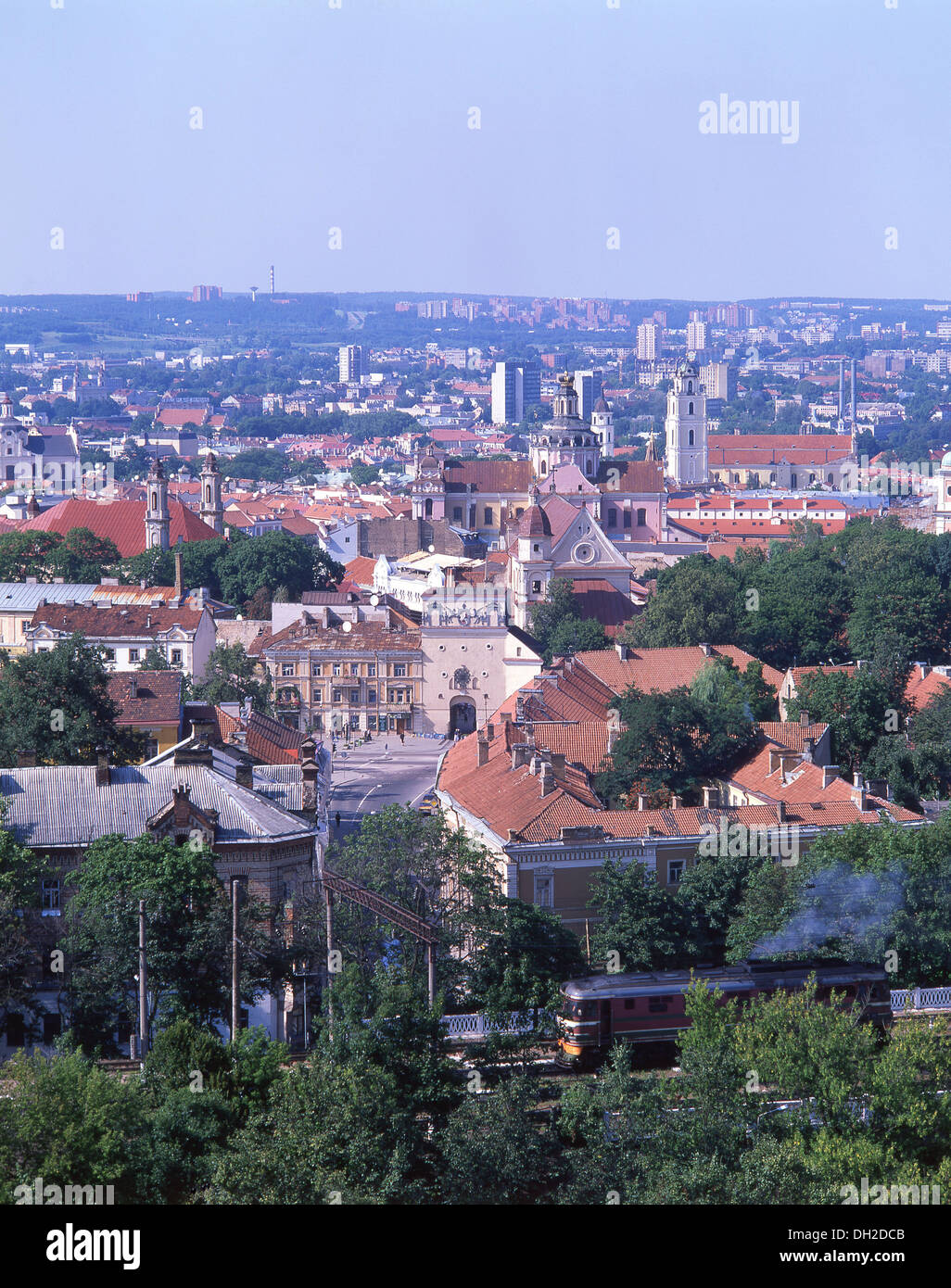 Stadtansicht von Gediminas Hügel, Vilnius, Bezirk Vilnius, Litauen Stockfoto