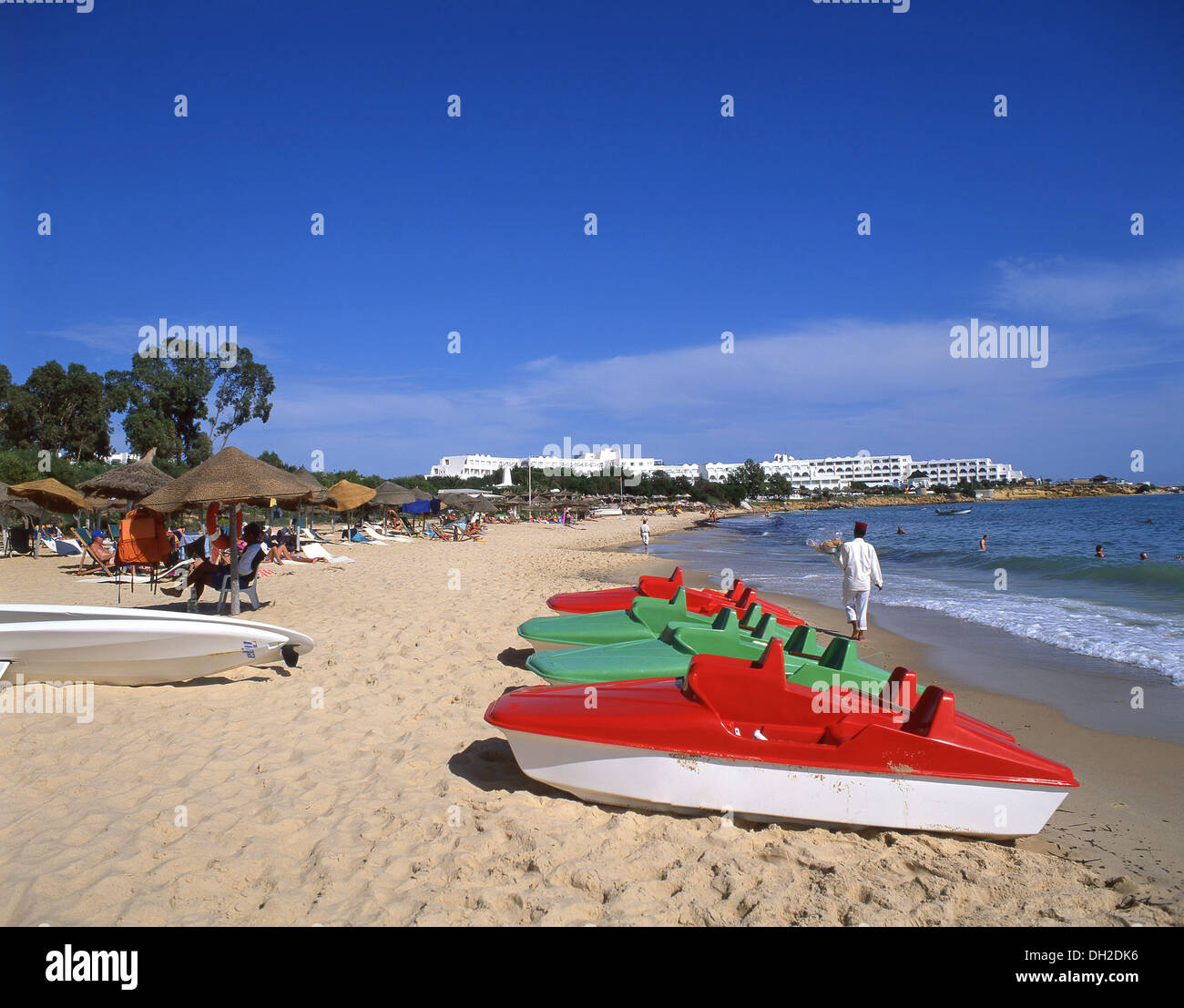 Strand von Hammamet, Hammamet, Nabeul Governorate, Tunesien Stockfoto