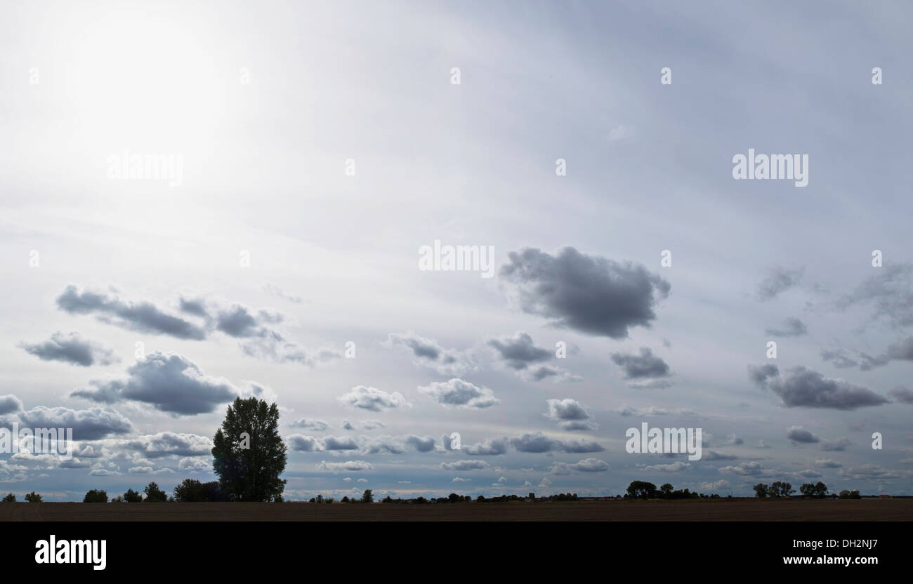 ländliche Panorama-Landschaft oder schönen Himmel mit Wolken und Horizont Stockfoto