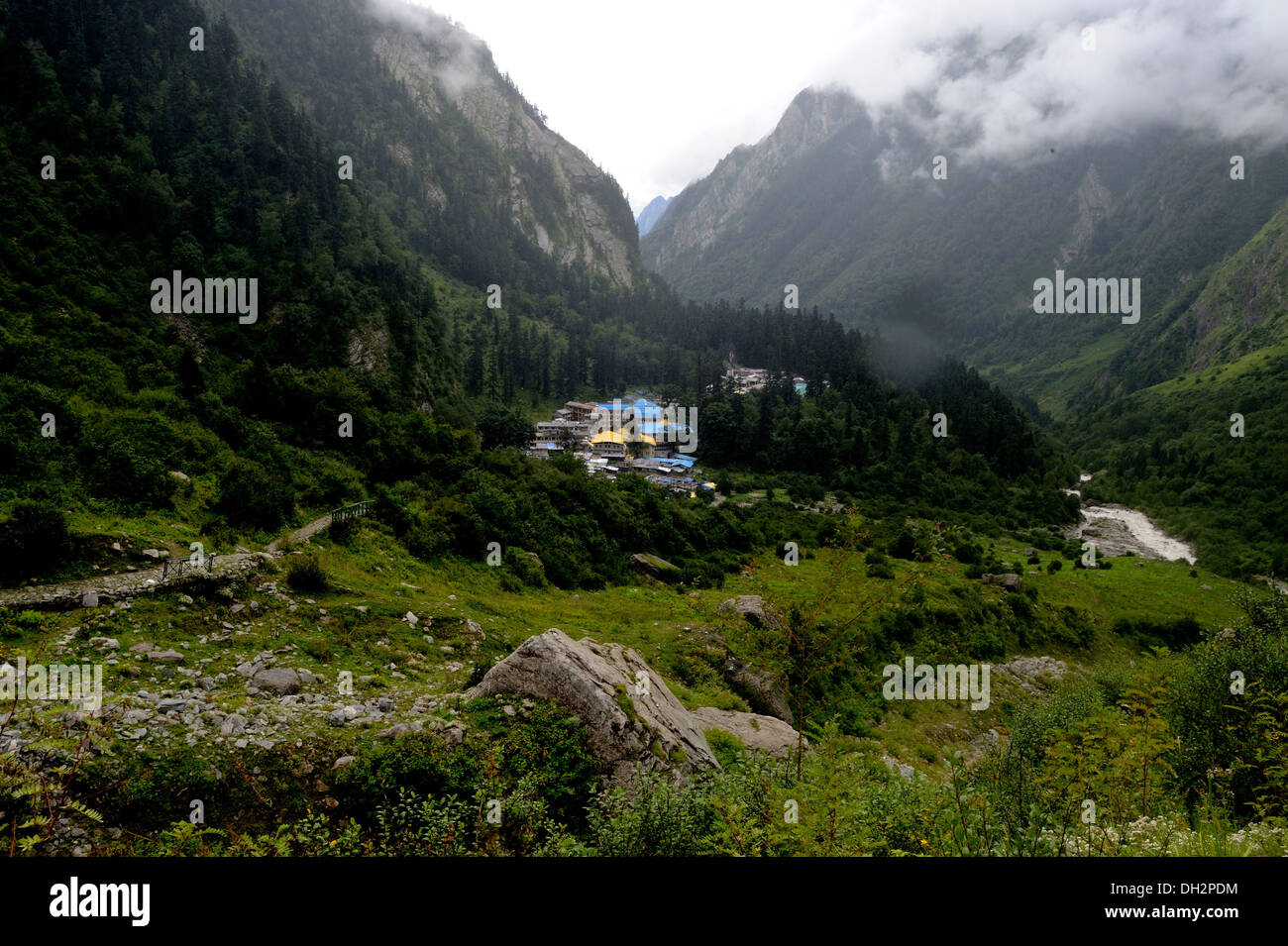 Ghangaria Dorf Garhwal Uttarakhand Indien Asien Stockfoto