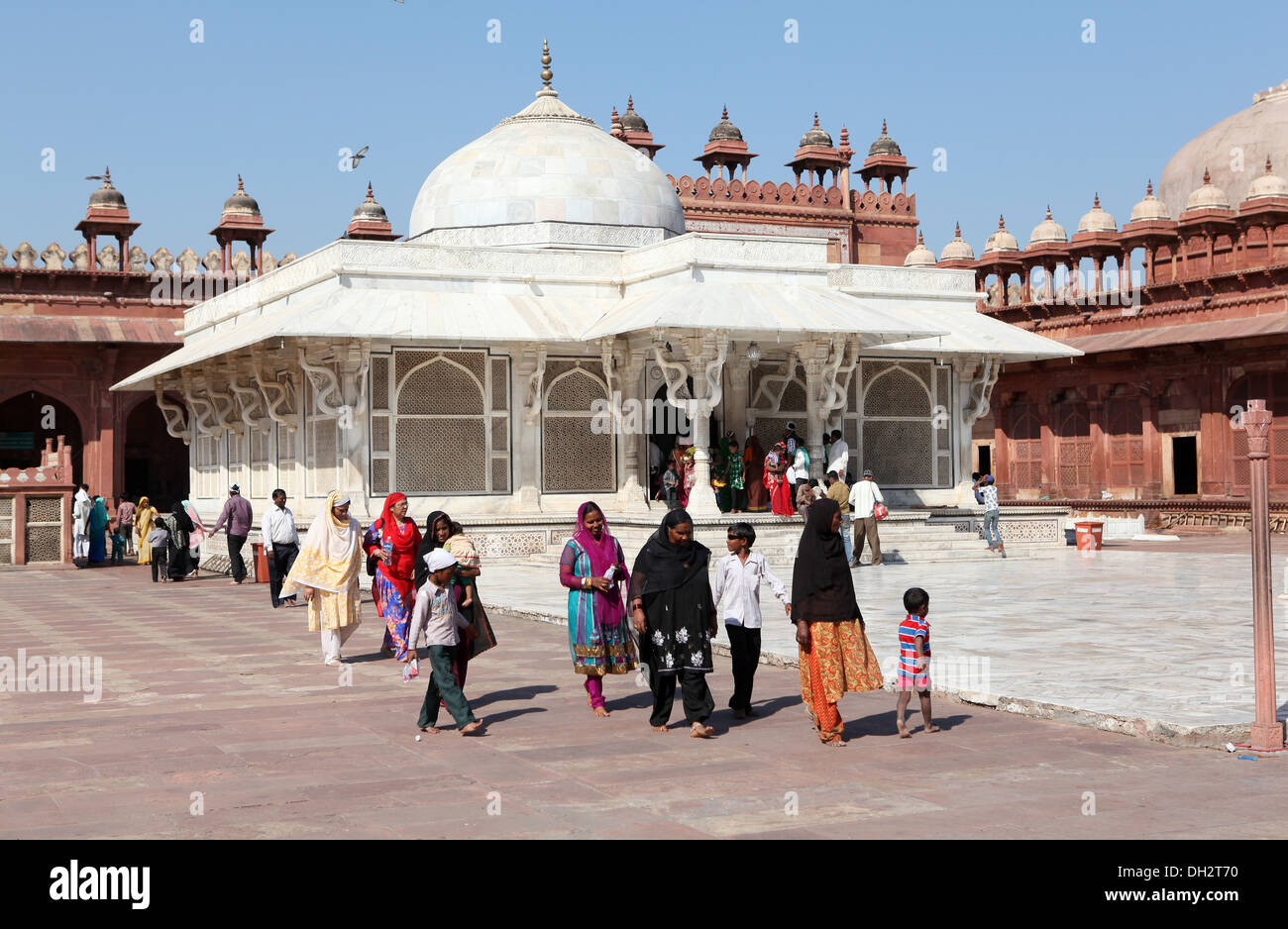 Grab von Shaikh Alauddin Chisti, Jama Masjid Moschee, Fatehpur Sikri, Uttar Pradesh, Indien, Stockfoto