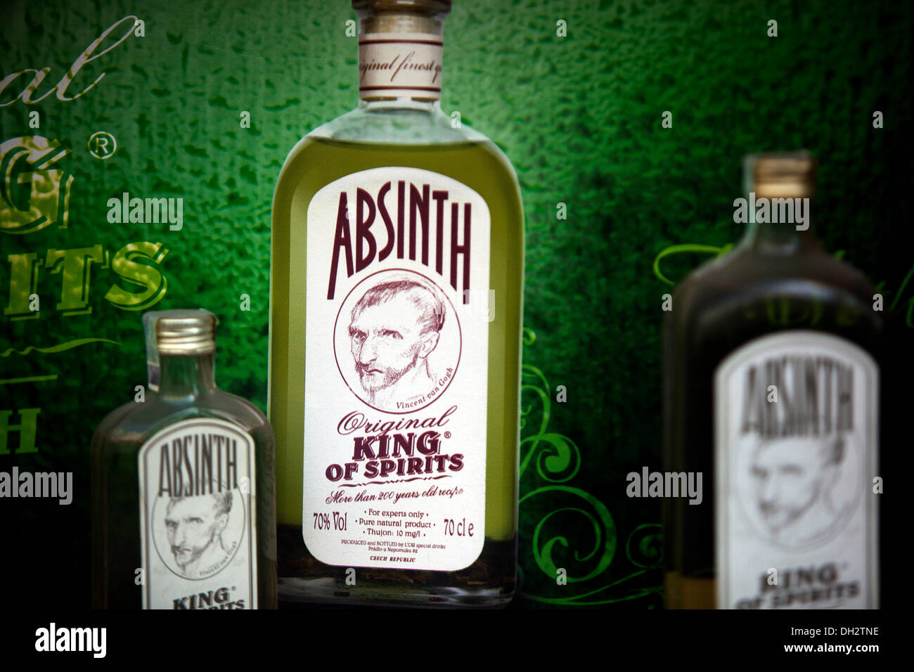Absinth Flaschen, Prag, Tschechische Republik Stockfoto