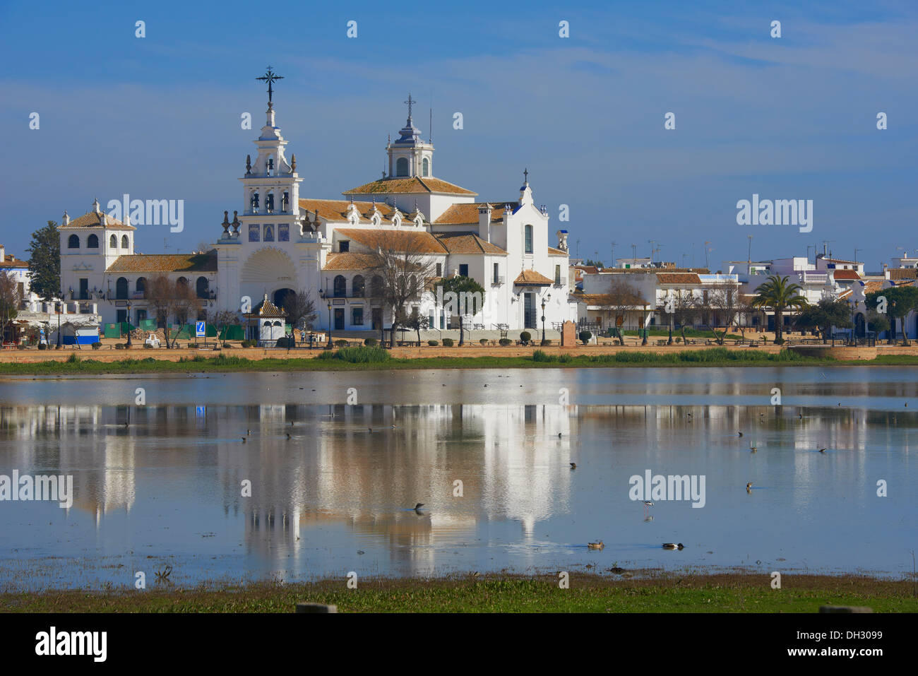 El Rocio-Dorf und Hermitage, Almonte El Rocio, El Rocío Marismas de Doñana Nationalpark Doñana, Provinz Huelva, Andalusien Stockfoto