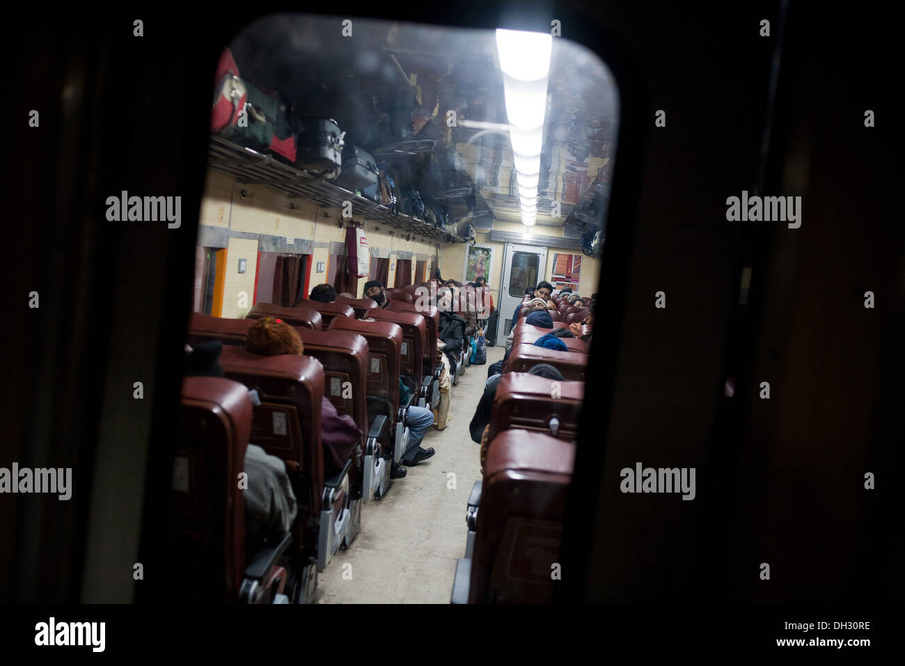 Innere des Trainer Stuhl Waggon Indian Railway Indien Stockfoto