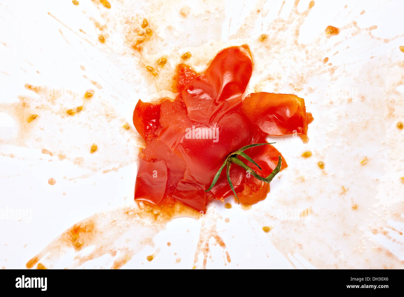 zertrümmerte Tomate Stockfoto