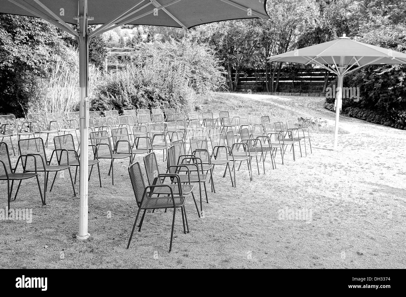 Theater im Park schwarz und weiß Stockfoto