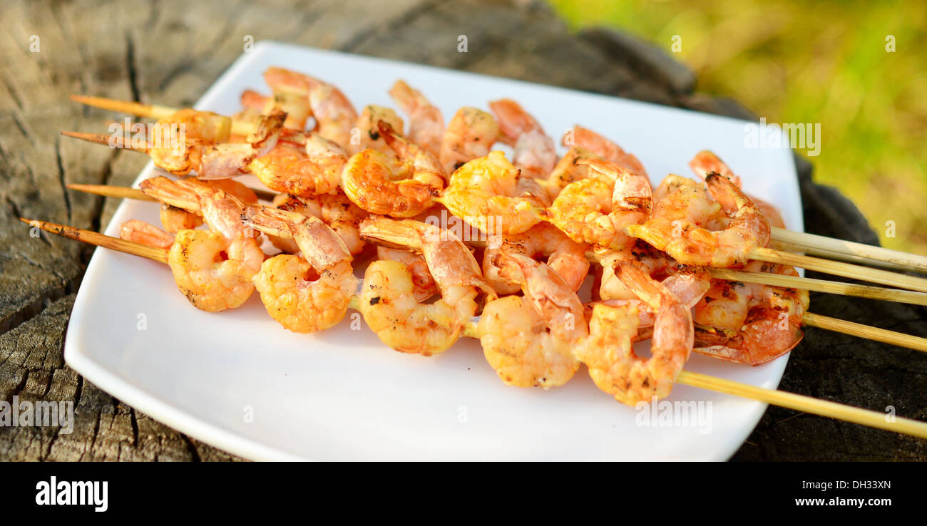 Garnelen-kebab Stockfoto