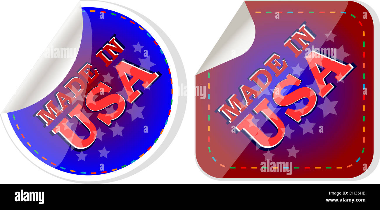 Hergestellt in den USA Symbol Beschriftung Aufkleber-set Stockfoto