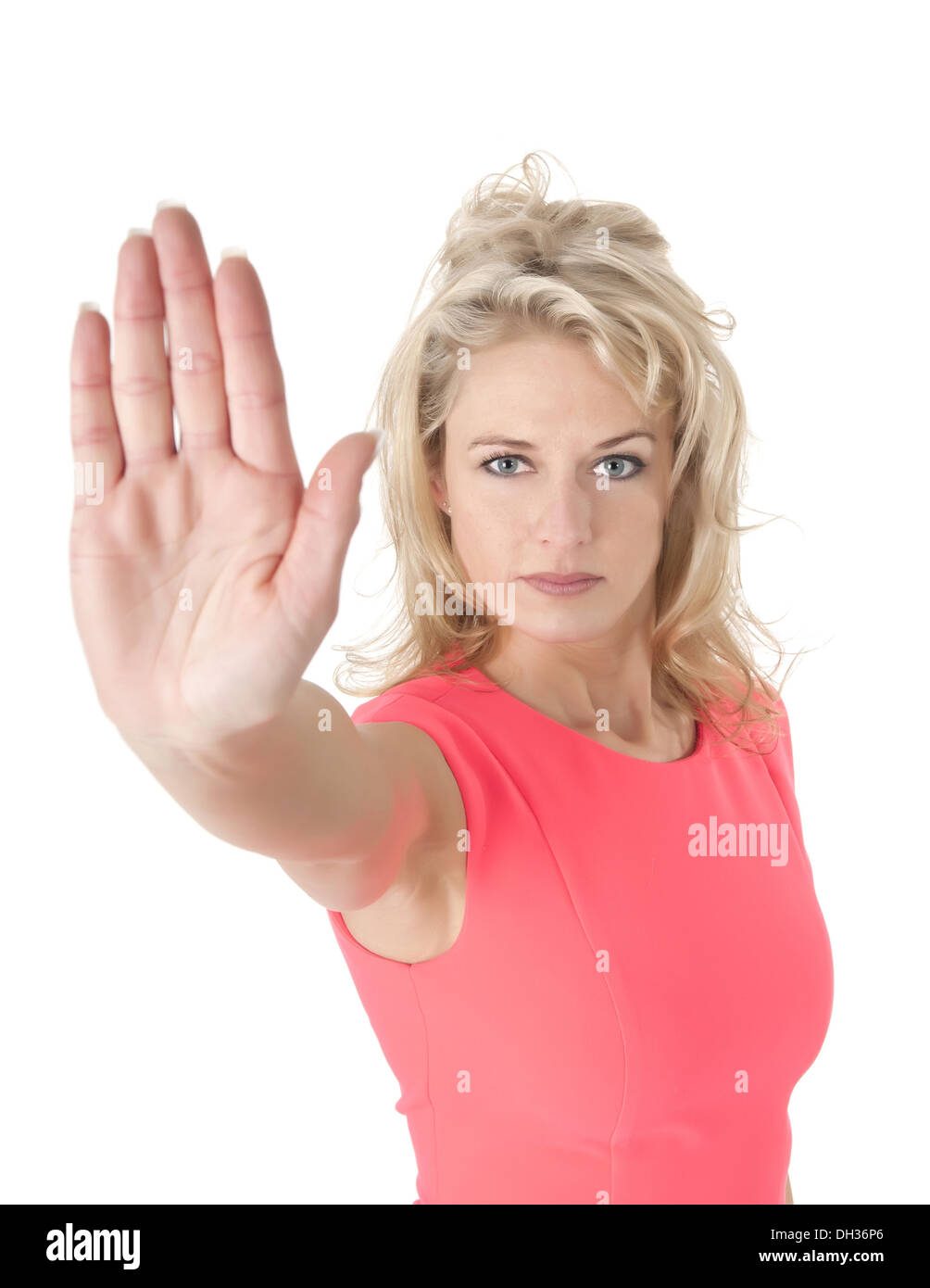 Frau machen Stop Geste Stockfoto