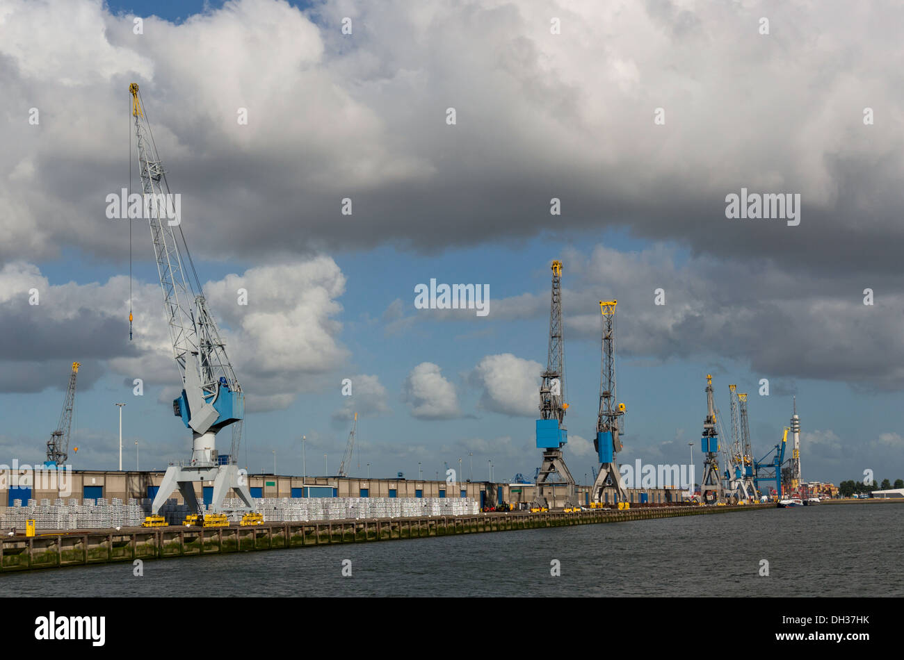 Hafenkrane im Hafen von Rotterdam, Niederlande Stockfoto