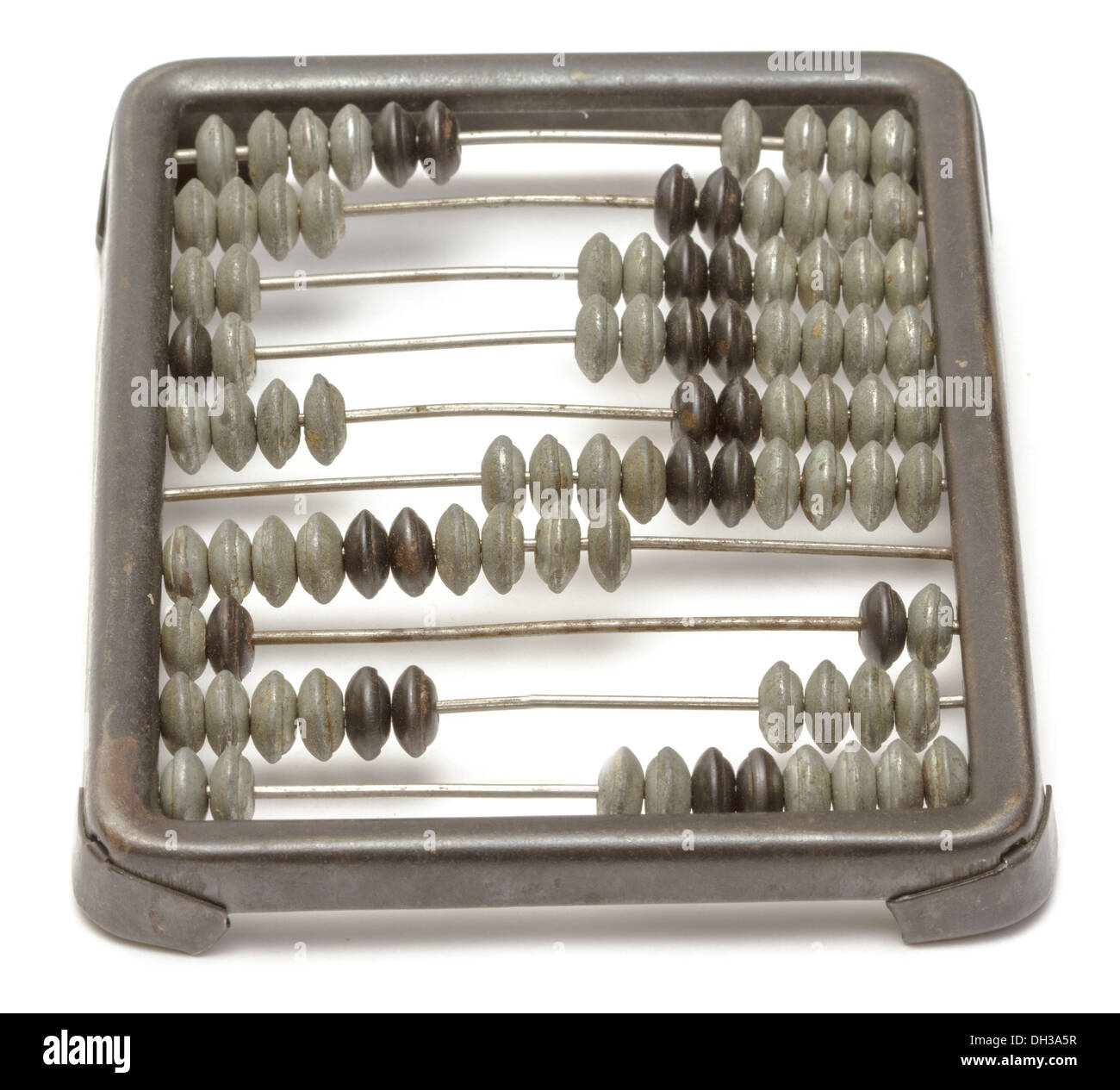 Alten metallischen Abacus auf weiß Stockfoto