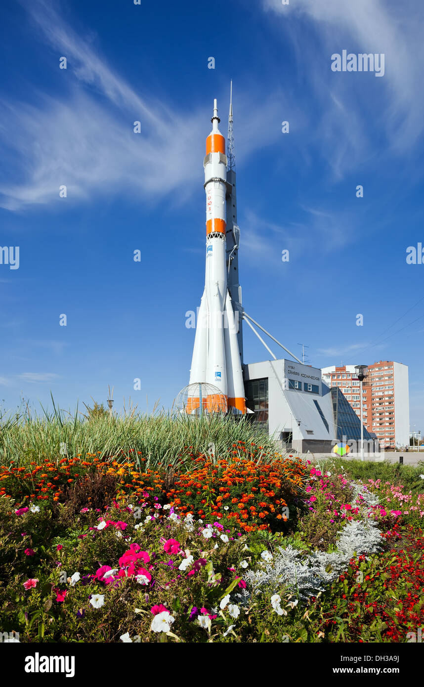 Echte Sojus-Raumschiff als Denkmal Stockfoto