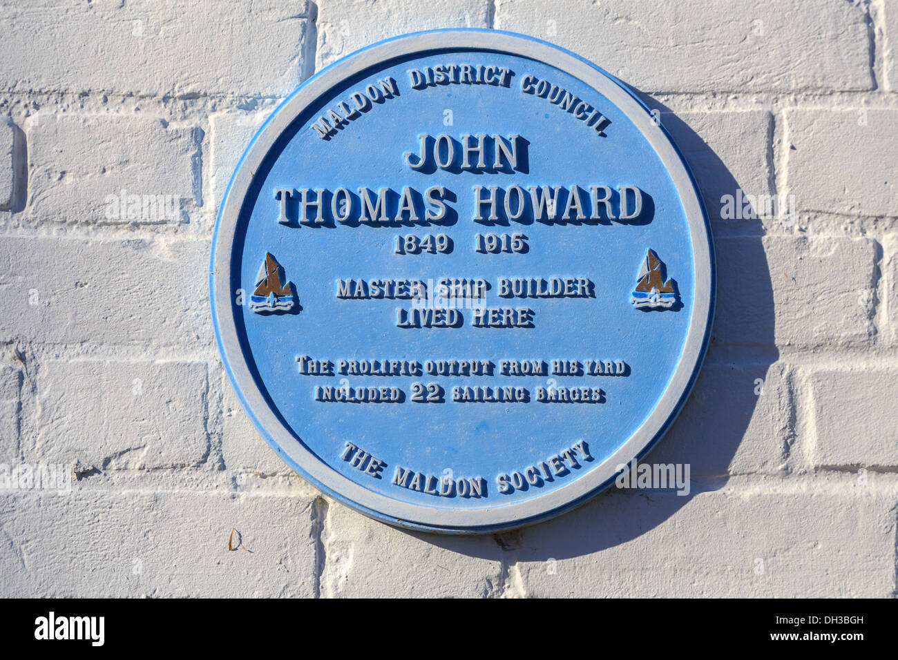 John Thomas Howard Plaque Maldon Essex England Stockfoto