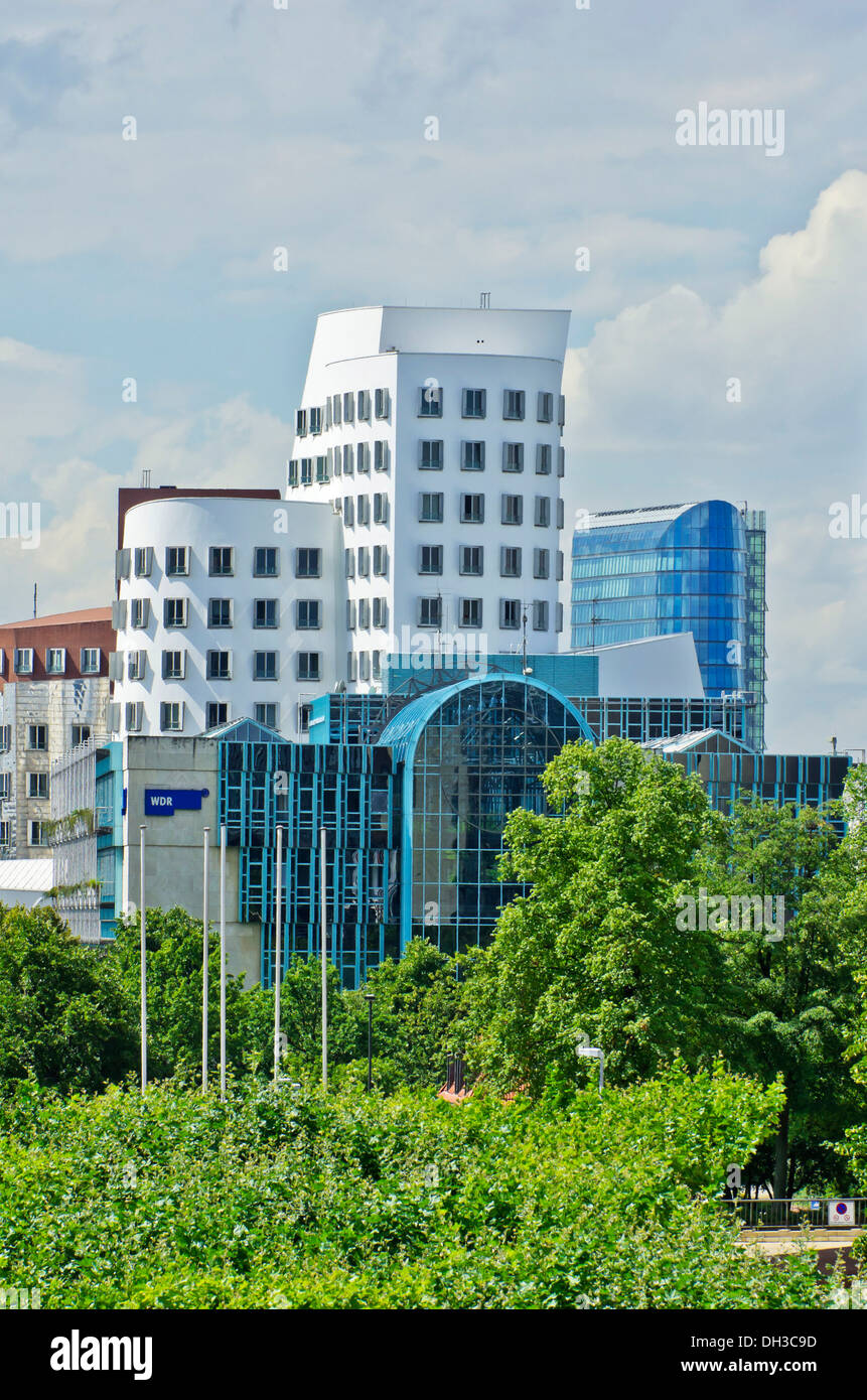 Das WDR-Gebäude und die Gehry-Bauten, Medienhafen District, Düsseldorf, Nordrhein-Westfalen Stockfoto