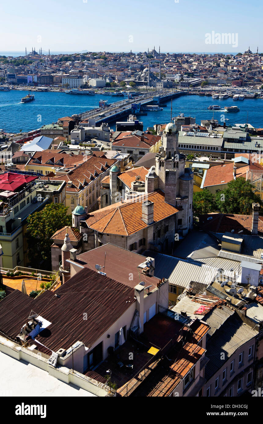 Blick vom Galata-Turm auf die Stadt, Istanbul, Türkei, Naher Osten Stockfoto