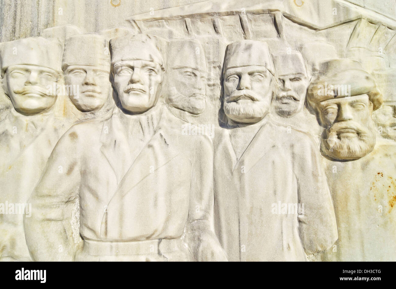 Patriotische Denkmal, Detail des Reliefs am Guendogdu Square, an der Küste von Izmir, Türkei, Asien Stockfoto