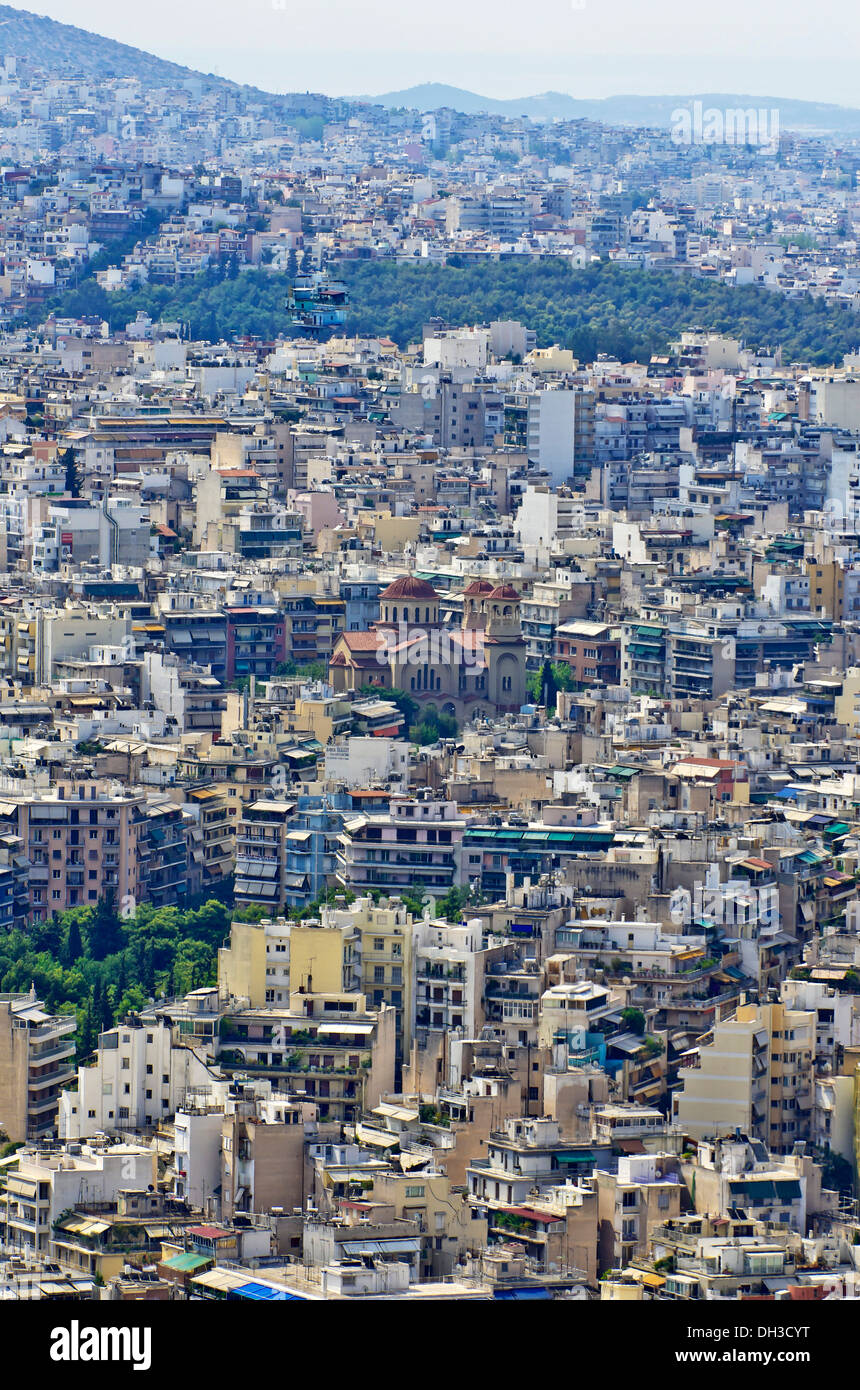 Ansicht von Athen aus Mount Lycabettus, Griechenland, Europa Stockfoto