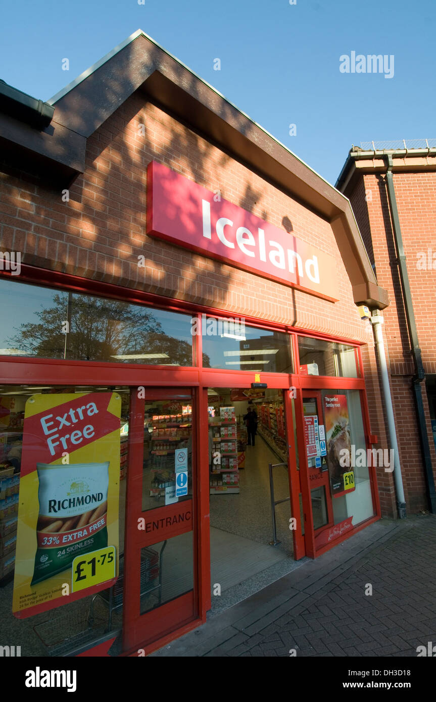 Island-Tiefkühlkost lagern Shop Filiale Geschäfte Händler Händler britische Lebensmittel Stockfoto