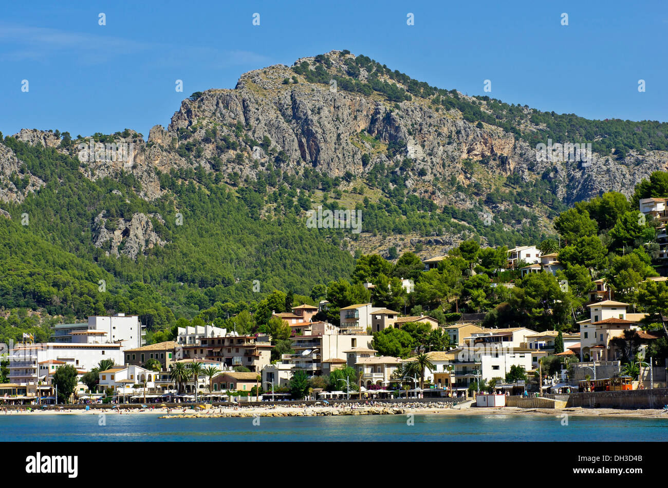 Stadt von Port de Sóller, Insel Mallorca, Port de Sóller, Spanien Stockfoto