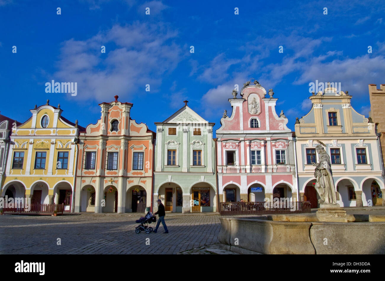 Barockhäuser in der UNESCO Stadt Telc Tschechische Republik Stockfoto