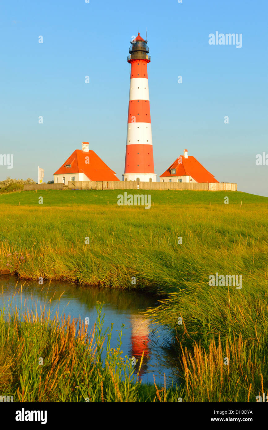 Westerheversand Leuchtturm Westerhever, Norden Frisia, Schleswig-Holstein, Norddeutschland Stockfoto