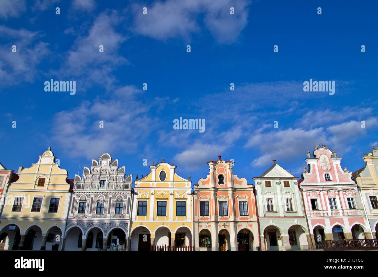 Barockhäuser in der UNESCO Stadt Telc Tschechische Republik Stockfoto