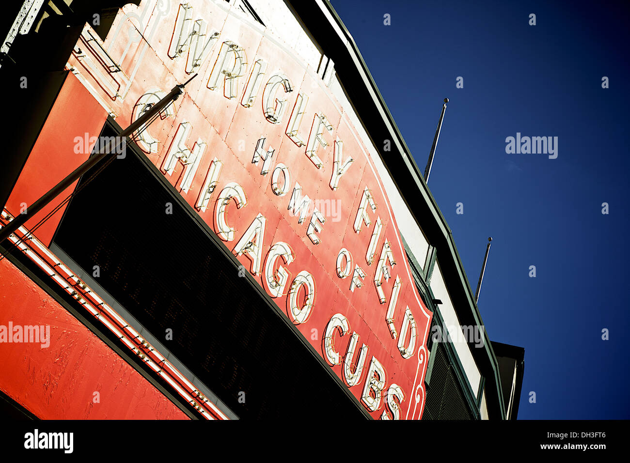 Das Baseballstadion Wrigley Field ist zu Hause der Chicago Cubs seit 1916 Stockfoto