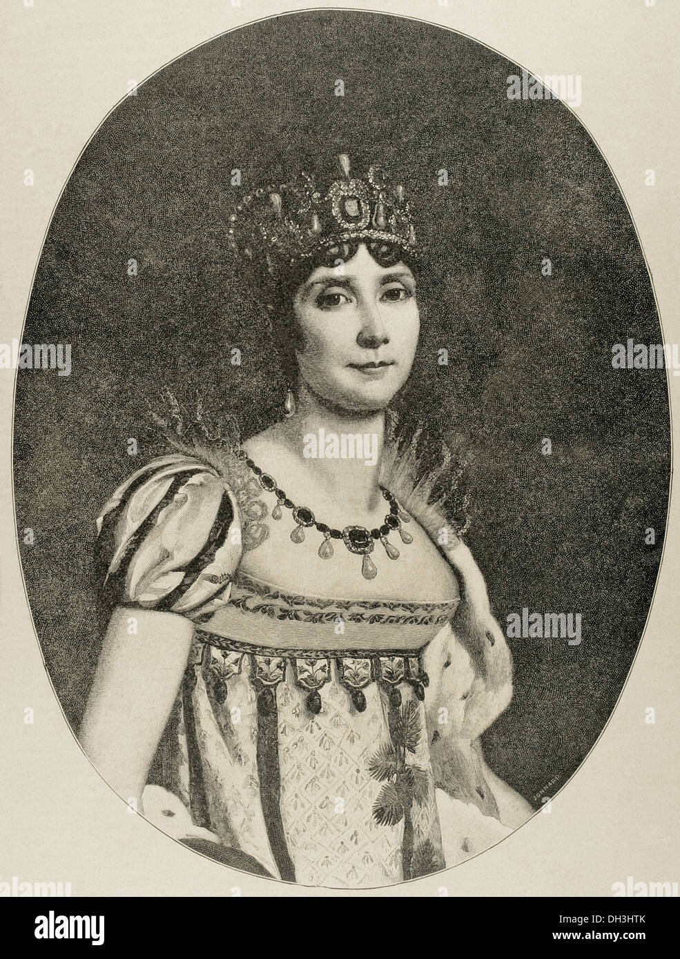 Josephine de Beauharnais (1763-1814). Erste Frau von Napoleon I und Kaiserin der Franzosen. Gravur. Stockfoto