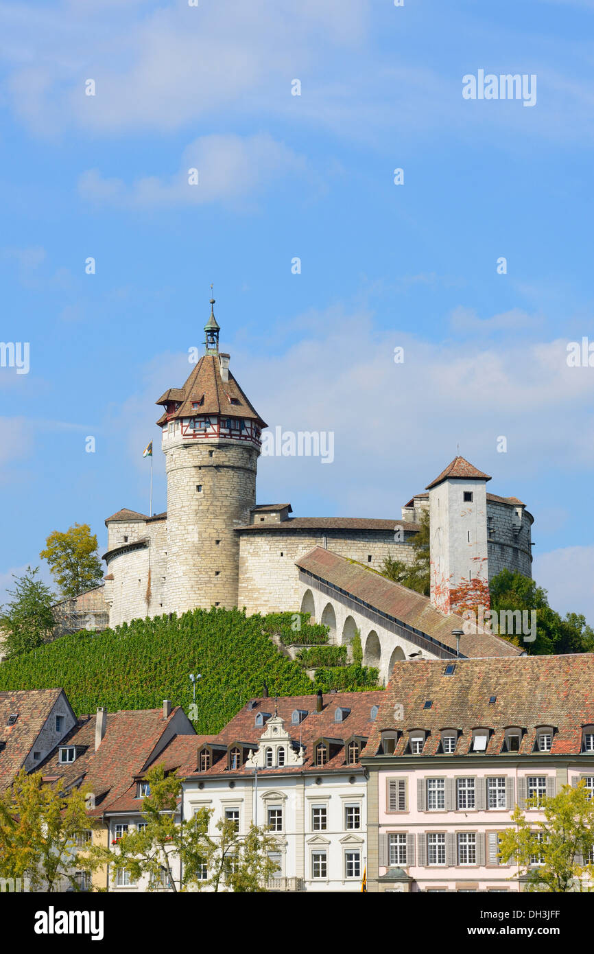 Festung Munot oberhalb der Altstadt von Schaffhausen, Altstadt Schaffhausen, Schaffhausen, Kanton Schaffhausen Stockfoto