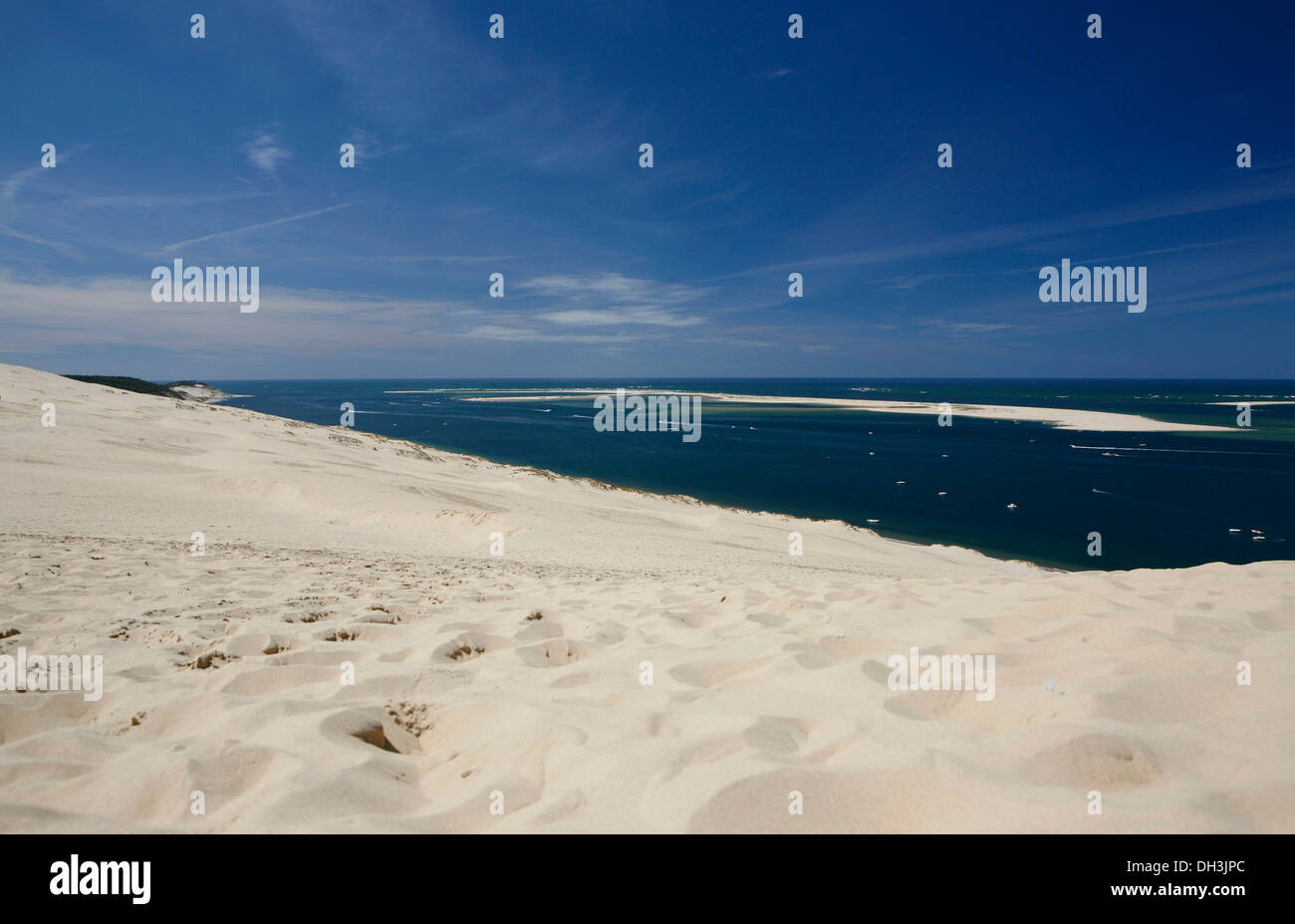 Blick auf den Atlantik von der Düne von Pilat, Pyla sur Mer, Arcachon, Südfrankreich, Frankreich, Europa Stockfoto
