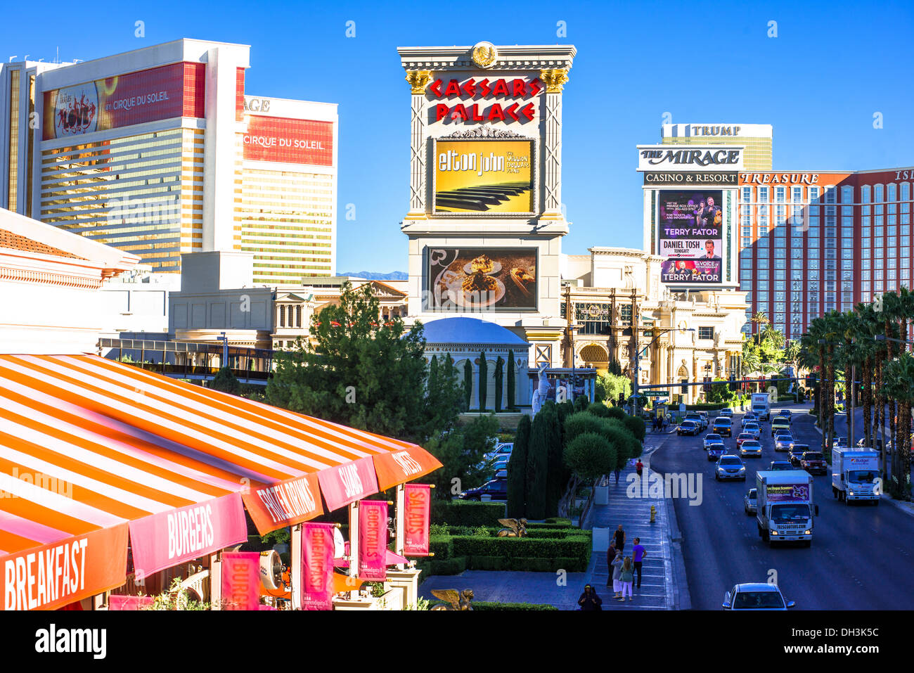 Das Mirage, Caesars Palace und anderen Resorts auf dem Strip. 27. September 2013 in Las Vegas, USA Stockfoto