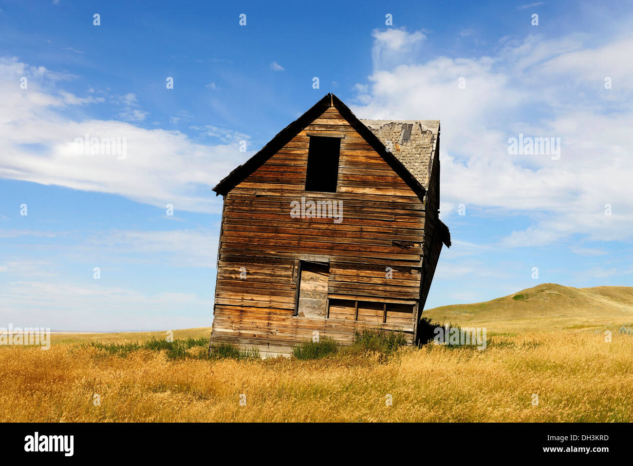 Verlassenen und verfallenen Haus in der Prärie, Provinz Saskatchewan, Kanada Stockfoto