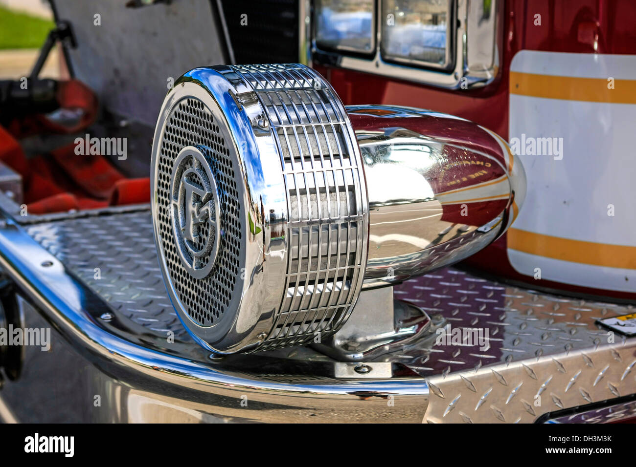 Feuer LKW Sirene Chrom poliert Stockfoto