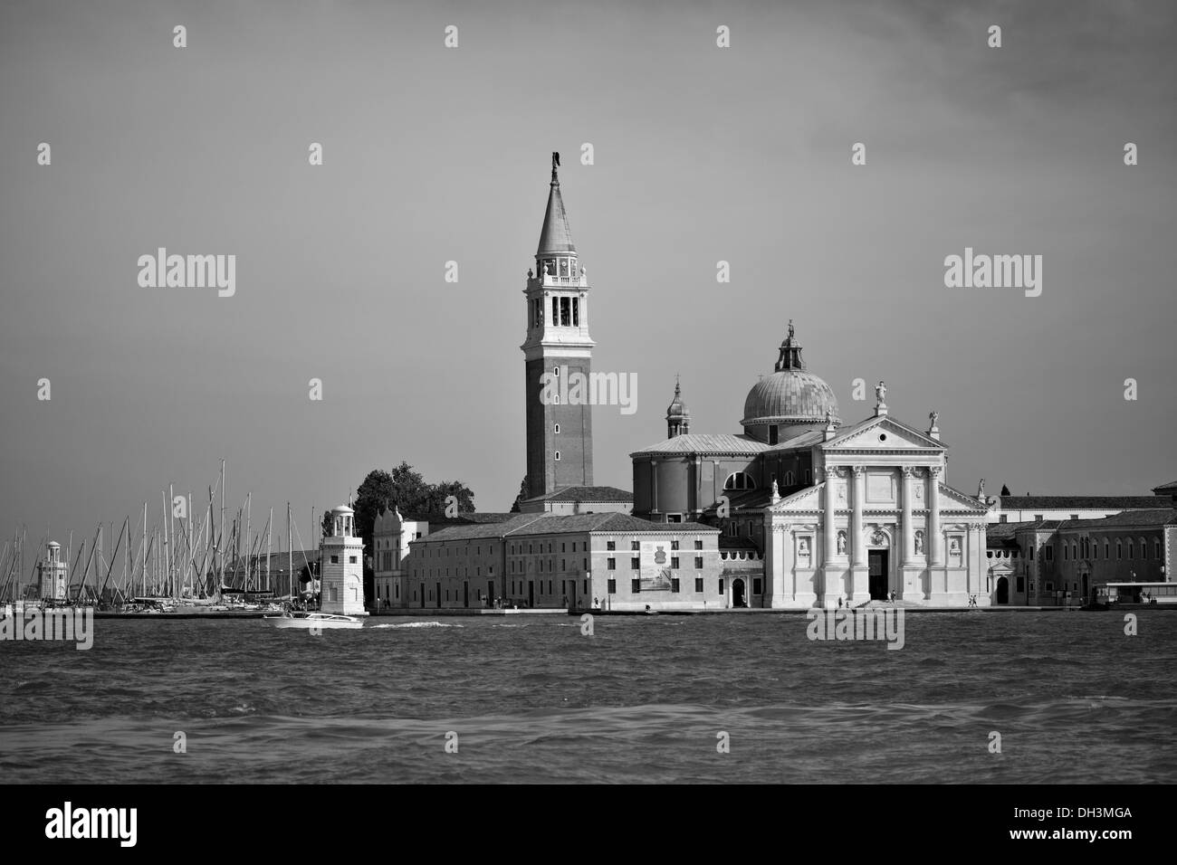 Blick auf Venedig, UNESCO-Weltkulturerbe, schwarz-weiß-Bild, Venedig, Veneto, Italien, Europa Stockfoto